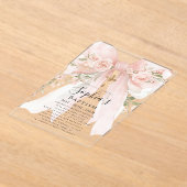 Pink Bow Rose Floral Girl Baptism Acryl Uitnodigingen (Laagn)