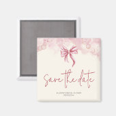 Pink Bow Save the Date Bridal Shower Magneet (Voorkant / Achterkant)