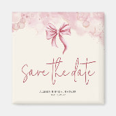 Pink Bow Save the Date Bridal Shower Magneet (Voorkant)