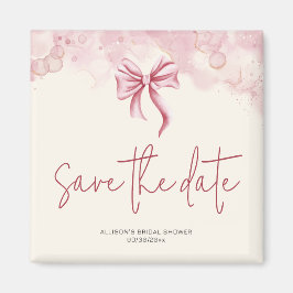 Pink Bow Save the Date Bridal Shower Magneet