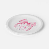 Pink Bow Schattige Baby shower Papieren Bordje (Gekanteld)