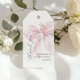 Pink Bow Schattige meisje Verjaardagsfeest Cadeaulabel