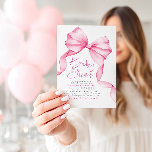 Pink Bow Schattige Sweet Baby Girl Baby shower Kaart