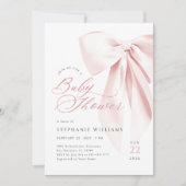 Pink Bow Script-Baby shower Kaart (Voorkant)