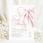 Pink Bow Script-Baby shower Kaart