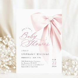 Pink Bow Script-Baby shower Kaart