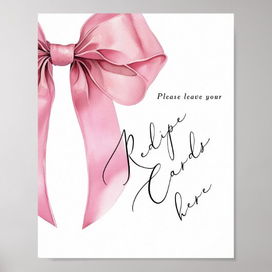 Pink Bow script laat hier uw receptenkaart achter Poster (Voorkant)