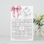 Pink Bow Script Vind het gast bingo spel (Staand voorkant)