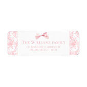 Pink Bow Shabby Baby shower retour adreslabels Etiket (Voorkant)