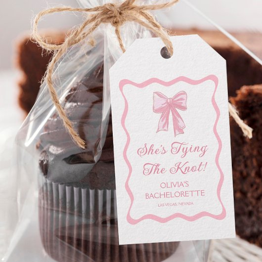 Pink Bow Shes Tying the Knot Bachelorette Cadeaulabel