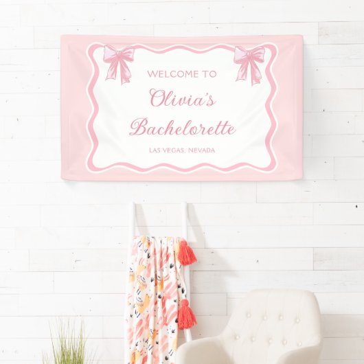 Pink Bow Shes Tying the Knot Bachelorette Party Spandoek (Insitu)