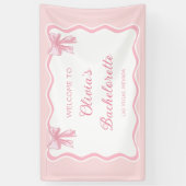 Pink Bow Shes Tying the Knot Bachelorette Party Spandoek (Verticaal)