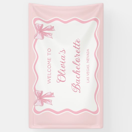 Pink Bow Shes Tying the Knot Bachelorette Party Spandoek (Verticaal)