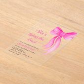 Pink Bow She's Tying the Knot Bridal Shower  Acryl Uitnodigingen (Laagn)