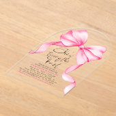 Pink Bow She's Tying the Knot Bridal Shower  Acryl Uitnodigingen (Laagn)