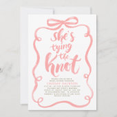Pink Bow She's Tying The Knot Bridal Shower Kaart (Voorkant)