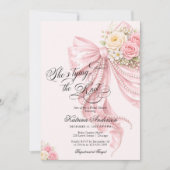 Pink Bow She's Tying the Knot Bridal Shower Kaart (Voorkant)