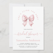 Pink Bow She's Tying the Knot Bridal Shower Kaart (Voorkant)