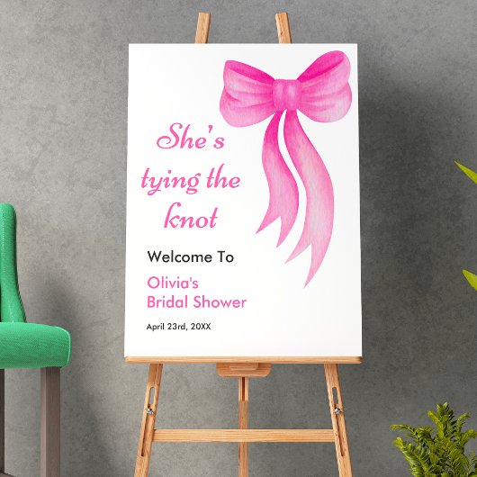 Pink Bow She's Tying the Knot Bridal Shower  Poster