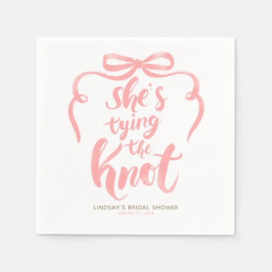 Pink Bow She's Tying the Knot Bridal Shower Servet (Voorkant)