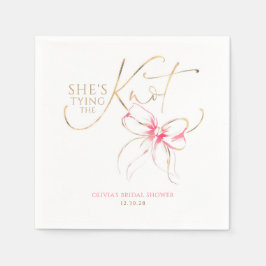 Pink Bow She's Tying the Knot Bridal Shower Servet