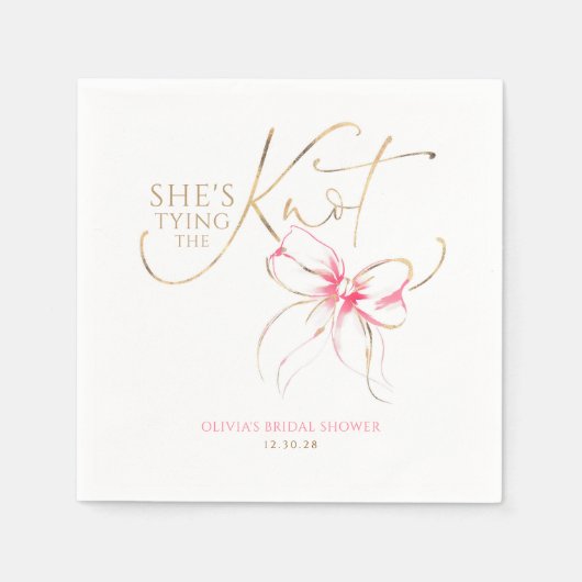 Pink Bow She's Tying the Knot Bridal Shower Servet (Voorkant)