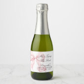 Pink Bow She's Tying the Knot Bridal Shower Sparkling Wijnetiket (Voorkant)