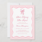 Pink Bow Shes Tying the Knot Vrijgezellenfeest Kaart (Voorkant)
