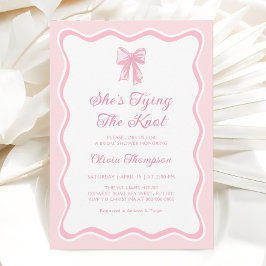 Pink Bow Shes Tying the Knot Vrijgezellenfeest Kaart