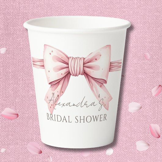 Pink Bow Shes Tying the Knot Vrijgezellenfeest Papieren Bekers