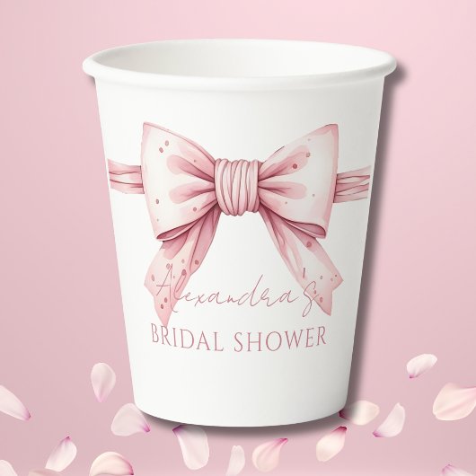 Pink Bow Shes Tying the Knot Vrijgezellenfeest Papieren Bekers