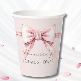 Pink Bow Shes Tying the Knot Vrijgezellenfeest Papieren Bekers