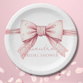 Pink Bow Shes Tying the Knot Vrijgezellenfeest Papieren Bordje