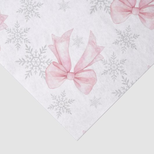 Pink Bow Silver Snowflake Winter Theme Tissuepapier (Detail)