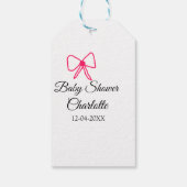 PINK BOW SIMPLE BABY SHOWER NAAM TOEVOEGEN DATUM M CADEAULABEL (Achterkant)