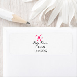 PINK BOW SIMPLE BABY SHOWER NAAM TOEVOEGEN DATUM M ETIKET