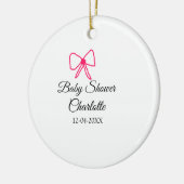 PINK BOW SIMPLE BABY SHOWER NAAM TOEVOEGEN DATUM M KERAMISCH ORNAMENT (Links)