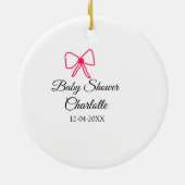 PINK BOW SIMPLE BABY SHOWER NAAM TOEVOEGEN DATUM M KERAMISCH ORNAMENT (Achterkant)