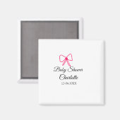 PINK BOW SIMPLE BABY SHOWER NAAM TOEVOEGEN DATUM M MAGNEET (Voorkant / Achterkant)