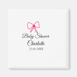 PINK BOW SIMPLE BABY SHOWER NAAM TOEVOEGEN DATUM M MAGNEET