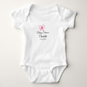PINK BOW SIMPLE BABY SHOWER NAAM TOEVOEGEN DATUM M ROMPER (Voorkant)
