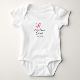 PINK BOW SIMPLE BABY SHOWER NAAM TOEVOEGEN DATUM M ROMPER