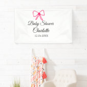 PINK BOW SIMPLE BABY SHOWER NAAM TOEVOEGEN DATUM M SPANDOEK (Insitu)