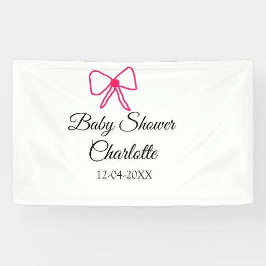 PINK BOW SIMPLE BABY SHOWER NAAM TOEVOEGEN DATUM M SPANDOEK (Horizontaal)