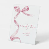 Pink Bow Snoep Bar Reclamebord Met Voetstuk (Voorkant)