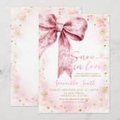 Pink Bow Snow in Love Baby shower besprenkeld Kaart (Voorkant / Achterkant)