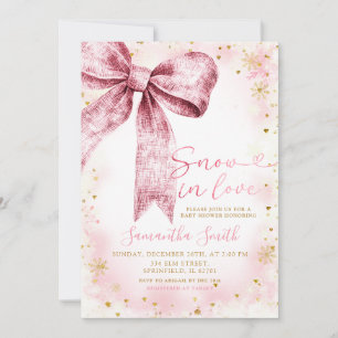 Pink Bow Snow in Love Baby shower besprenkeld Kaart