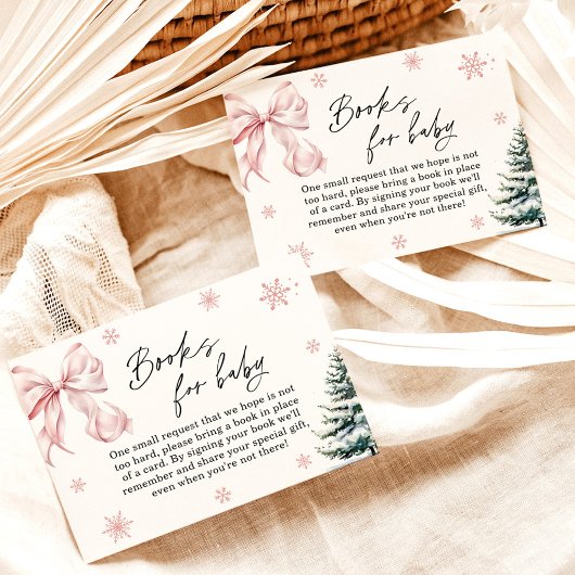 Pink Bow Snowflake Baby shower Boeken voor Baby Ka Kaart