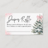 Pink Bow Snowflake Baby Shower Diaper Raffle Card Informatiekaartje (Voorkant)