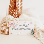 Pink Bow Snowflake Diaper Raffle Card, Winter Baby Informatiekaartje